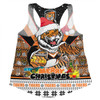 Wests Tigers Christmas Custom Women Racerback Singlet - Tigers Santa Aussie Big Things Women Racerback Singlet