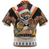 Wests Tigers Christmas Custom Zip Polo Shirt - Tigers Santa Aussie Big Things Zip Polo Shirt