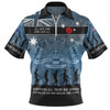 Australia Anzac Day Zip Polo Shirt - Australia and New Zealand Warriors All gave some Some Gave All Blue Zip Polo Shirt