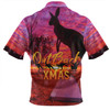 Australia Christmas Kangaroo Camping Zip Polo Shirt - Aussie Outback Merry Christmas Zip Polo Shirt