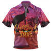 Australia Christmas Kangaroo Camping Zip Polo Shirt - Aussie Outback Merry Christmas Zip Polo Shirt