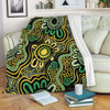 Australia Aboriginal Blanket - Aboriginal Art Style Green Background Blanket