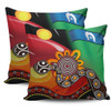 Australia Aboriginal Pillow Cases - The Rainbow Serpent Dreamtime Give Shape To The Earth Pillow Cases