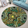 Australia Aboriginal Round Rug - Aboriginal Art Style Green Background Round Rug
