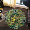 Australia Aboriginal Round Rug - Aboriginal Art Style Green Background Round Rug