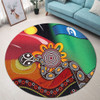 Australia Aboriginal Round Rug - The Rainbow Serpent Dreamtime Give Shape To The Earth Round Rug