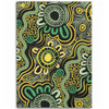 Australia Aboriginal Area Rug - Aboriginal Art Style Green Background Area Rug