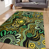 Australia Aboriginal Area Rug - Aboriginal Art Style Green Background Area Rug