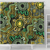 Australia Aboriginal Shower Curtain - Aboriginal Art Style Green Background Shower Curtain