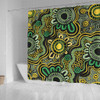 Australia Aboriginal Shower Curtain - Aboriginal Art Style Green Background Shower Curtain