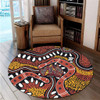 Australia Rainbow Serpent Aboriginal Round Rug - Aboriginal Dot Art Snake Artwork Round Rug