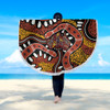 Australia Rainbow Serpent Aboriginal Beach Blanket - Aboriginal Dot Art Snake Artwork Beach Blanket