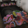 Australia Rainbow Serpent Aboriginal Quilt Bed Set - Dreamtime Rainbow Serpent Featuring Dot Style Quilt Bed Set