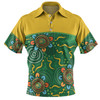 Australia Aboriginal Custom Polo Shirt - Green Painting With Aboriginal Inspired Dot Polo Shirt