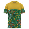 Australia Aboriginal Custom T-shirt - Green Painting With Aboriginal Inspired Dot T-shirt