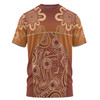 Australia Aboriginal Custom T-shirt - Brown Kangaroo In Aboriginal Dot Art T-shirt