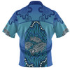 Australia Aboriginal Custom Hawaiian Shirt - Blue Aboriginal Dot With Fish Hawaiian Shirt