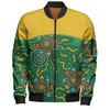 Australia Aboriginal Custom Bomber Jacket - Green Painting With Aboriginal Inspired Dot Bomber Jacket