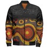 Australia Aboriginal Custom Bomber Jacket - Dreaming Trees And Goanna In Dot Pattern Bomber Jacket