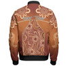 Australia Aboriginal Custom Bomber Jacket - Brown Kangaroo In Aboriginal Dot Art Bomber Jacket