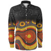 Australia Aboriginal Custom Long Sleeve Shirt - Dreaming Trees And Goanna In Dot Pattern Long Sleeve Shirt