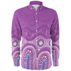 Australia Aboriginal Custom Long Sleeve Shirt - Purple Aboriginal Dot Long Sleeve Shirt