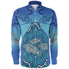 Australia Aboriginal Custom Long Sleeve Shirt - Blue Aboriginal Dot With Fish Long Sleeve Shirt