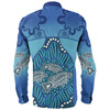 Australia Aboriginal Custom Long Sleeve Shirt - Blue Aboriginal Dot With Fish Long Sleeve Shirt