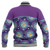Australia Aboriginal Custom Baseball Jacket - Purple Abstract Seamless Pattern With Aboriginal Inspired Baseball Jacket