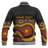 Australia Aboriginal Custom Baseball Jacket - Dreaming Trees And Goanna In Dot Pattern Baseball Jacket