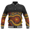 Australia Aboriginal Custom Baseball Jacket - Dreaming Trees And Goanna In Dot Pattern Baseball Jacket