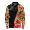 Australia Aboriginal Custom Long Sleeve Polo Shirt - Aboriginal Art Style Abstract Long Sleeve Polo Shirt