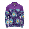 Australia Aboriginal Custom Long Sleeve Polo Shirt - Purple Abstract Seamless Pattern With Aboriginal Inspired Long Sleeve Polo Shirt