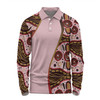 Australia Aboriginal Custom Long Sleeve Polo Shirt - Aboriginal Inspired With Pink Background Long Sleeve Polo Shirt