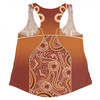 Australia Aboriginal Custom Women Racerback Singlet - Brown Kangaroo In Aboriginal Dot Art Women Racerback Singlet