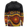 Australia Aboriginal Custom Long Sleeve T-shirt - Dreaming Trees And Goanna In Dot Pattern Long Sleeve T-shirt