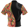 Australia Aboriginal Custom Zip Polo Shirt - Aboriginal Art Style Abstract Zip Polo Shirt