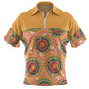 Australia Aboriginal Custom Zip Polo Shirt - Abstract Seamless Pattern With Aboriginal Inspired Zip Polo Shirt