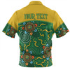 Australia Aboriginal Custom Zip Polo Shirt - Green Painting With Aboriginal Inspired Dot Zip Polo Shirt