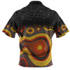 Australia Aboriginal Custom Zip Polo Shirt - Dreaming Trees And Goanna In Dot Pattern Zip Polo Shirt