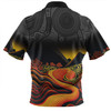 Australia Aboriginal Custom Zip Polo Shirt - Rainbow Serpent Dreamtime Land Art Inspired Zip Polo Shirt