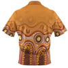 Australia Aboriginal Custom Zip Polo Shirt - Brown Aboriginal Dot Zip Polo Shirt