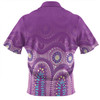 Australia Aboriginal Custom Zip Polo Shirt - Purple Aboriginal Dot Zip Polo Shirt