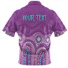 Australia Aboriginal Custom Zip Polo Shirt - Purple Aboriginal Dot Zip Polo Shirt