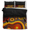 Australia Aboriginal Bedding Set - Dreaming Trees And Goanna In Dot Pattern Bedding Set