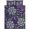 Australia Aboriginal Quilt Bed Set - Purple Painting With Aboriginal Inspired Dot Quilt Bed Set