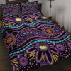 Australia Aboriginal Quilt Bed Set - Purple Dot In Aboriginal Style Quilt Bed Set
