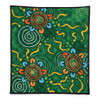 Australia Aboriginal Quilt - Green Painting With Aboriginal Inspired Dot Quilt