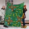 Australia Aboriginal Blanket - Green Painting With Aboriginal Inspired Dot Blanket