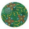Australia Aboriginal Round Rug - Green Painting With Aboriginal Inspired Dot Round Rug